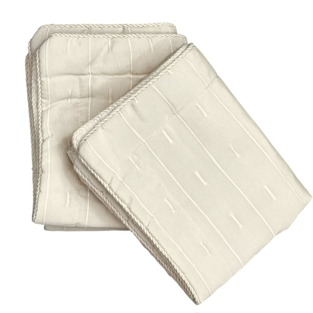 Pillow Shams 1 Pair King Size Cream Subtle Striped Pattern Corded Edge